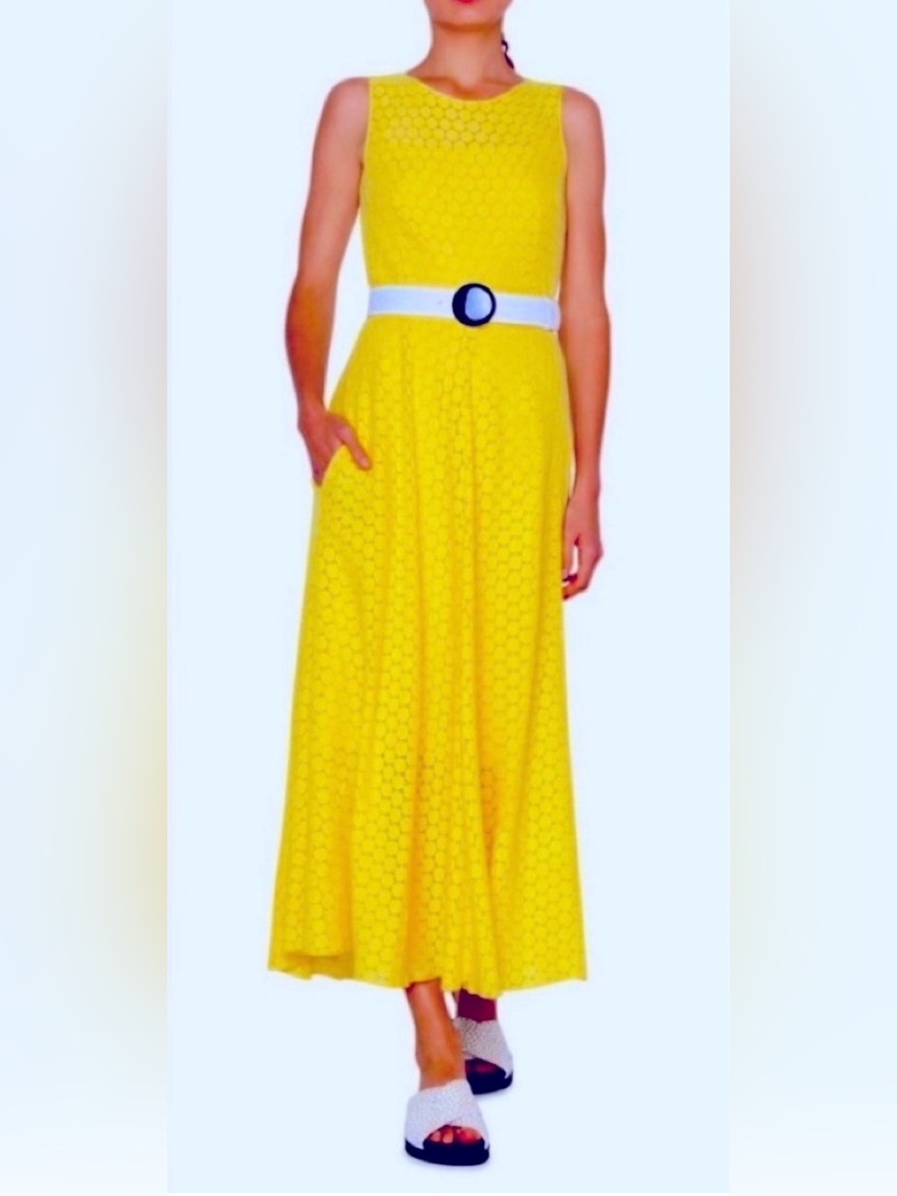 AKRIS PUNTO SUNNY MAXI DRESS/SLIP/BELT 12 NWOT